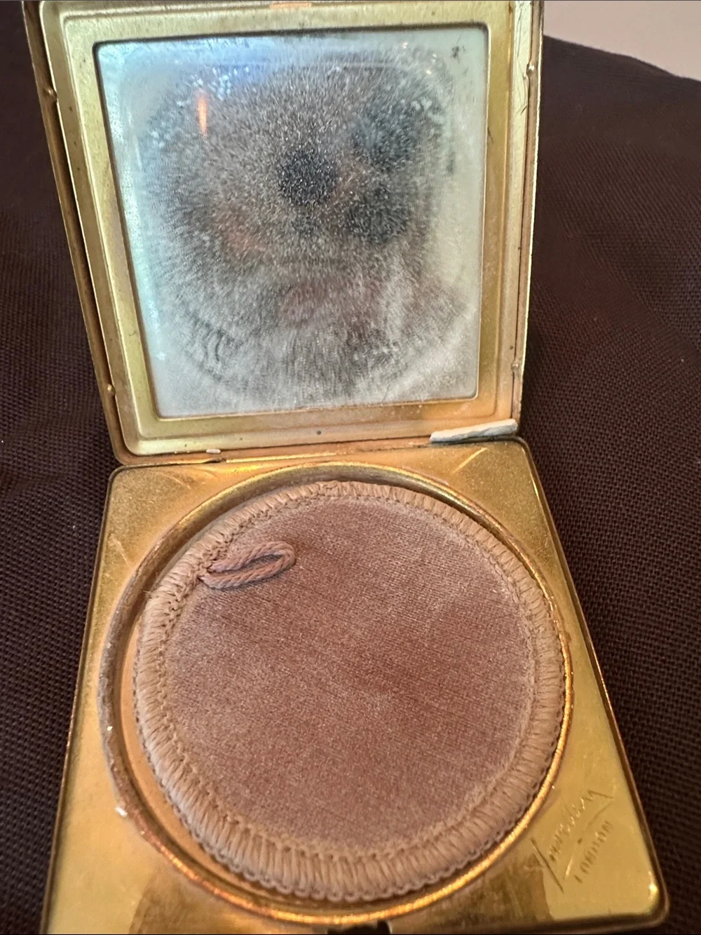Vintage Yardley Gold Tone Powder Compact with Miniature Painting